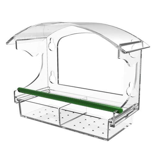 Eladcncmc Transparente Vogelfutterspender für den Außenbereich, für Fenster, klare Vogelfutterspender, Saugnapf, Kolibris, Futterspender von Eladcncmc