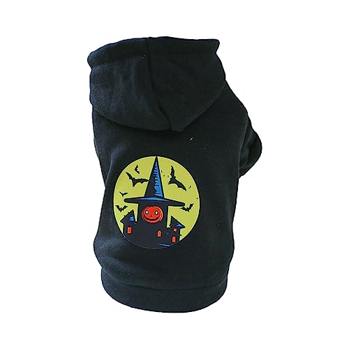 Eladcncmc Warme Hoodies Für Hunde Mit Schloss Muster Halloween Hundepullover Winter Warm Halten Pullover Für Kleine Hunde von Eladcncmc