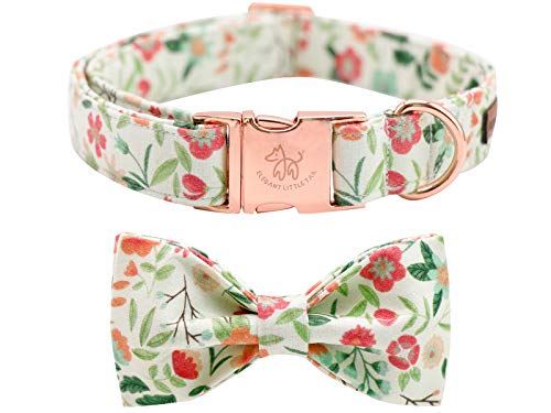 Elegant little tail Hundehalsband, Komfortables Hundehalsband mit Schleife, Floral Girl Pet Collar Verstellbare Hundehalsbänder für kleine, mittlere und große Hunde von Elegant little tail