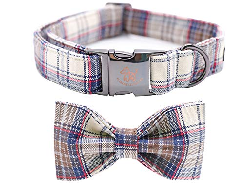 Elegant little tail Hundehalsband, Komfortables Hundehalsband mit Schleife, Kariertes Hundehalsband Verstellbare Hundehalsbänder für weibliche oder männliche kleine, mittlere und große Hunde von Elegant little tail