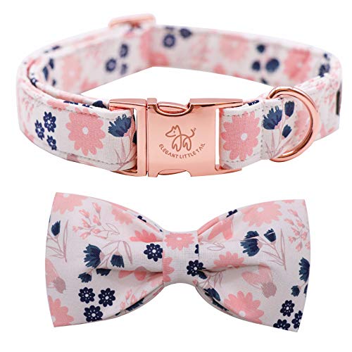 Elegant little tail Hundehalsband, weiches Mädchen Fliege Hundehalsband, Floral verstellbares Hundehalsband mit Schleife Haustierhalsband Geschenk für mittlere Hündinnen von Elegant little tail