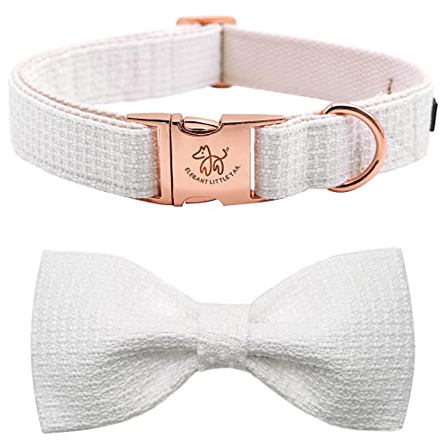 Elegant little tail Hundehalsband mit Schleife - Weiß Verstellbares Hundehalsband Schleife Baumwolle Strapazierfähiges Halsband mit Schleife Geschenk Haustier Hundehalsband für kleine Hunde von Elegant little tail