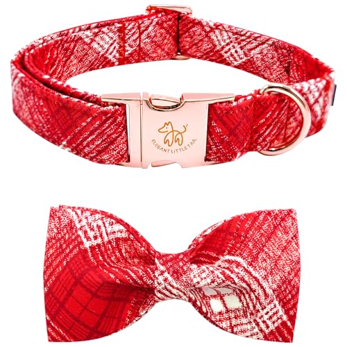 Elegant little tail Weihnachten Hundehalsband, rot kariert Haustier Halsband Urlaub Hundehalsband mit Schleife niedlichen Hundehalsband einstellbare Hundehalsbänder für X-Large Hunde von Elegant little tail