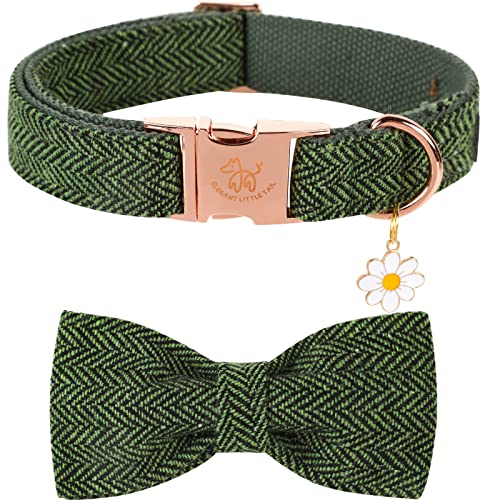 Elegant little tail Weihnachtshundehalsband mit Schleife - Herringbone Grün Hundehalsband mit Schleife, strapazierfähiges Halsband mit Fliege, Hundehalsband für große Hunde von Elegant little tail