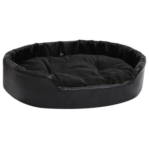 Eleganz Hundebett, Hundekissen Hundematte mittelgroße Hunde, Waschbar Hundekorb wasserdicht rutschfeste, atmungsaktiv, Schwarz 90x79x20 cm Plüsch und Kunstleder von Eleganz