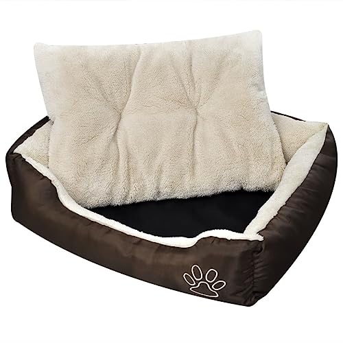 Eleganz Hundebett Plüsch mit Polsterkissen: rutschfeste Unterseite, Flauschig Hundekissen Hundematte, Maschinenwaschbar Hundekorb, 90 x 70 x 20 cm von Eleganz