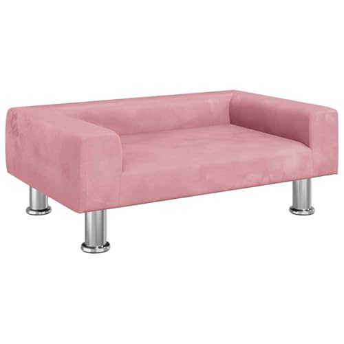 Eleganz Hundebett Rosa - 70x45x26.5cm Hundebett waschbar, quadratisches kuschelbett mit weich Rand und Rutschfester Boden, Samt von Eleganz