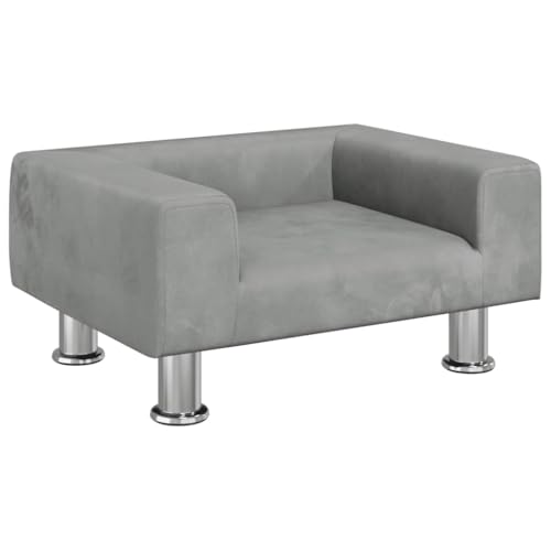 Eleganz Orthopädisches Hundebett - Hundekissen Hundesofa Kuscheliges Hundekorb Hellgrau 50x40x26.5 cm Samt von Eleganz