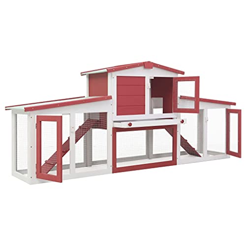 Großer Kaninchenstall aus Holz 204x45x85 cm Rot & Weiß - Langlebiges Gehege für Kaninchen & Kleintiere - Freilaufgehege für Garten & Draußen Großer Kaninchenstall aus Holz 204x45x85 cm Rot & Weiß - Langlebiges Gehege für Kaninchen & Kleintiere - Freilaufgehege für Garten & Draußen von Eleganz