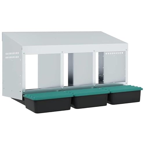 Hühner-Nistkasten aus verzinktem Stahl & PP-Kunststoff - 3-Fach Brutbox für Kleintiere - Wetterfest & langlebig für Stall oder Freigehege - Einfache Wandmontage Hühner-Nistkasten aus verzinktem Stahl & PP-Kunststoff - 3-Fach Brutbox für Kleintiere - Wetterfest & langlebig für Stall oder Freigehege - Einfache Wandmontage von Eleganz