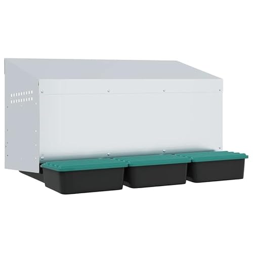 Hühner-Nistkasten aus verzinktem Stahl & Polypropylen - 3-Fach Gehege für Kleintiere, wetterfest & langlebig - Ideal für Hühnerstall & Freigehege Hühner-Nistkasten aus verzinktem Stahl & Polypropylen - 3-Fach Gehege für Kleintiere, wetterfest & langlebig - Ideal für Hühnerstall & Freigehege von Eleganz