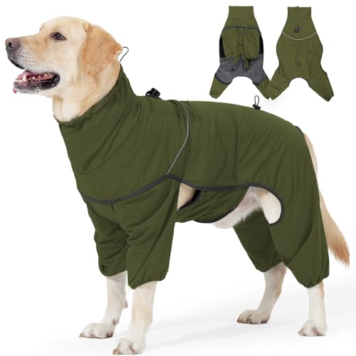 Hunde-Wintermantel, wasserdicht, reflektierend, für kaltes Wetter, mit weichem Fleecefutter, warmer Mantel für kleine, mittelgroße und große Hunde (Grün, XL) von Elehui