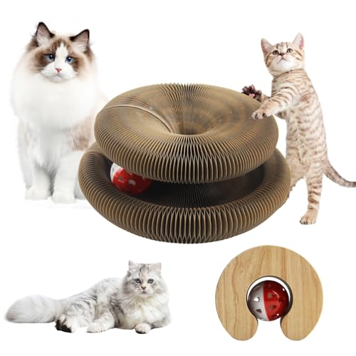 Elepl Kratzbrett Katze Kratzspielzeug für Katzen mit Glöckchen Foldable Convenient Katzenspielzeug Cat Scratcher Organ Cat Scratching Board Katzenkratzbrett für Katze von Elepl