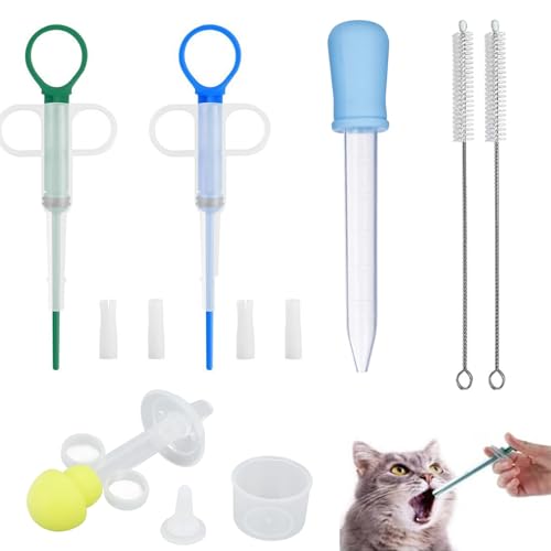 ElevaPulse 7 Stück Tablettengeber Für Katzen, Ad Tab Katzen, Eingabehilfe Tablette Katzen Spritze, Hund Tabletten Applikator Pille Assist, Tabletteneingeber Katze, Hunde Tablettenspritze Helfer von ElevaPulse