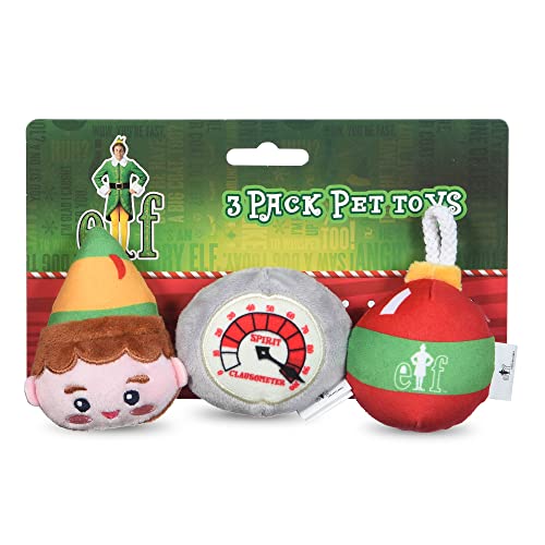 Elf for Pets FF23459 Plüschball für Hunde mit Buddy The Elf, Clausometer und Ornament, quietschendes Plüschspielzeug für Hunde, offizielles Lizenzprodukt für Hunde und Haustierstrumpffüller von Elf