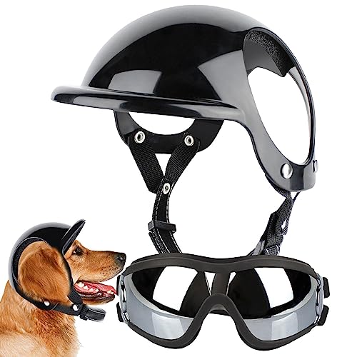 Elinrat Hundesonnenbrille - Verstellbare Kopfbedeckung mit Augenschutz | Tragbare, atmungsaktive Sonnenbrille zum Blockieren von Sonnenlicht und Wind, Schutzhelm zum Autofahren, Motorradfahren von Elinrat