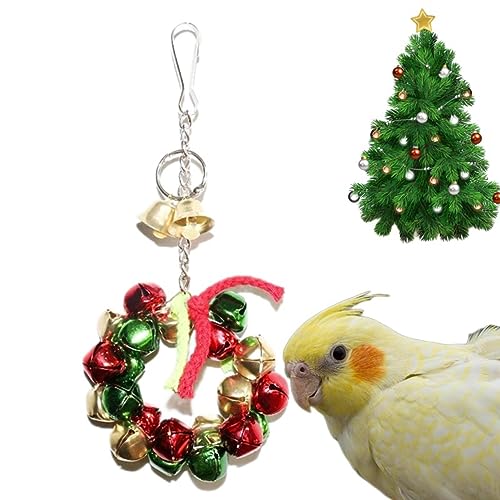 Elinrat Vogelglockenspielzeug für Sittiche | Weihnachtsthema-Eisen-Vogelglocken,Vogelkauspielzeug für mittelgroße und große Papageien, Kakadus, Papageienspielzeug, Glockenball von Elinrat