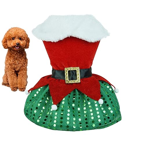 Elinrat Weihnachts-Hundekleider - Tragbare Dehnbare Weihnachtsmann-Haustierkleider - Interessantes Hunde-Winterkleid aus Baumwolle, multifunktionales Weihnachtszubehör für kleine Hunde für kleine von Elinrat