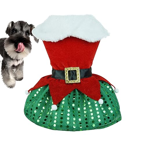 Haustier-Weihnachtskleid,Tragbare dehnbare Weihnachtsmann-Haustierkleider | Interessantes Hunde-Winterkleid aus Baumwolle, multifunktionales Weihnachtszubehör für kleine Hunde für kleine Hunde Elinrat von Elinrat