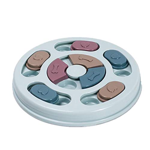 Elionless Hunde-Puzzle-Spielzeug, rund, langsames Füttern, Spielzeug für Hunde, Gehirnspiele, Futterspender, verbessert IQ-Puzzle-Schüssel (blau) von Elionless
