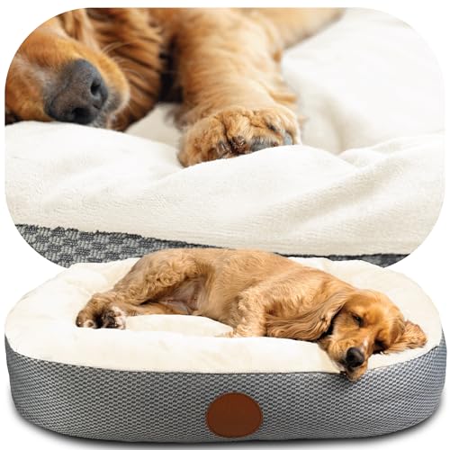 Elite Paws® UK: Luxuriöses Hundebett mit zweilagigem Kissen und Schaumstoff, verstärkte Seiten, weiche Fleece-Oberseite, ultraplüschig, wasserdicht, rutschfest, beruhigend, maschinenwaschbarer Bezug von Elite Paws