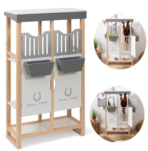 ELLA & PIET® Hobby Horse Stall Shelty aus Holz mit 2-teiliger Stalltür (Holz-Weiß) Pferdestall Holzstall für Pferde von Ella & Piet