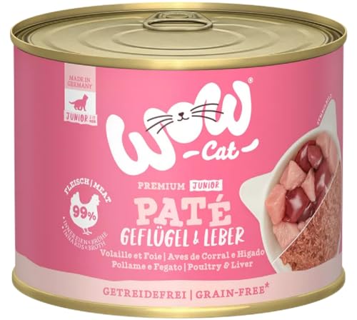 Wow Cat Junior Paté Geflügel & Leber 6x200g von Ellasdekokrempel