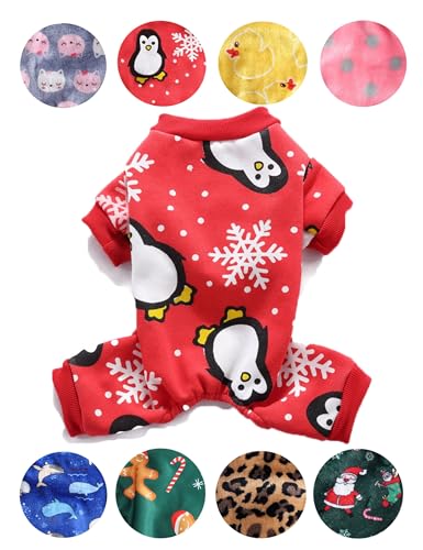Ellenlove Hunde-Pyjama für kleine Hunde, Weihnachts-Outfit, für Mädchen und Jungen, niedliche Haustierkleidung, kaltes Wetter, Fleece-Pullover, Overall von Ellenlove