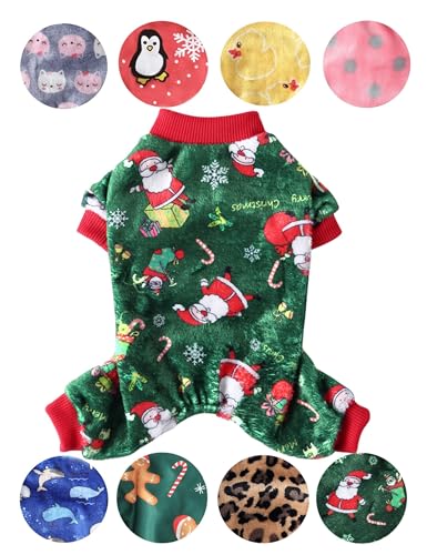 Ellenlove Hunde-Pyjama für kleine Hunde, Weihnachtsanzug, Mädchen, Jungen, niedlich, Haustierkleidung, kaltes Wetter, Hunde-Fleece-Pullover, Overall von Ellenlove