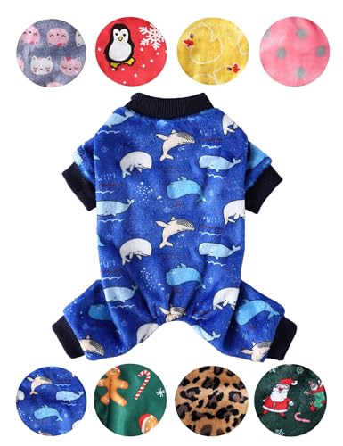 Ellenlove Hunde-Pyjama für kleine Hunde, Weihnachtsanzug, Mädchen, Jungen, niedlich, Haustierkleidung, kaltes Wetter, Hunde-Fleece-Pullover, Overall von Ellenlove