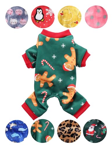 Ellenlove Hunde-Pyjama für kleine Hunde, Weihnachtsanzug, Mädchen, Jungen, niedlich, Haustierkleidung, kaltes Wetter, Hunde-Fleece-Pullover, Overall von Ellenlove