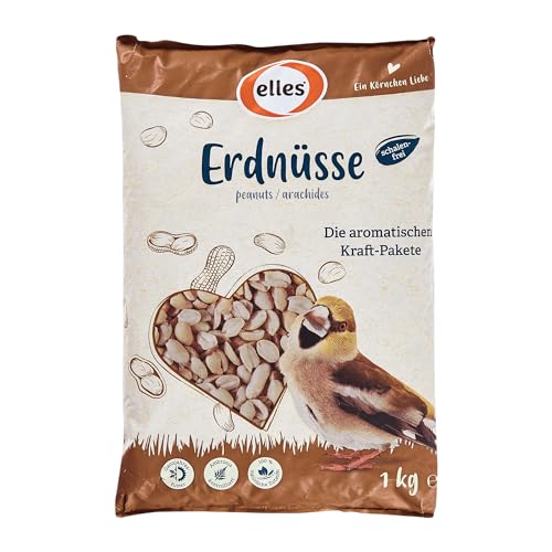 Elles Erdnüsse für Wildvögel 1 kg I 100% natürlich I Schalenfrei & Ambrosia-kontrolliert I Energiereiche & schmackhafte Ganzjahresfütterung | Aromatische Kraftpakete von Elles