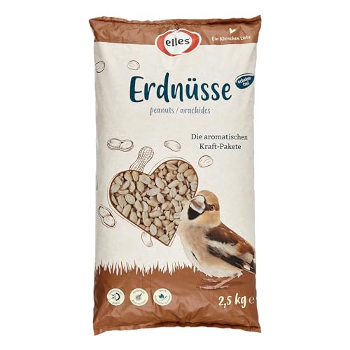 Elles Erdnüsse für Wildvögel 6 x 2,5 kg I 100% natürlich I Schalenfrei & Ambrosia-kontrolliert I Energiereiche & schmackhafte Ganzjahresfütterung | Aromatische Kraftpakete von Elles