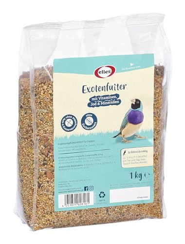 Elles Exotenfutter 1kg I Artgerechtes, natürliches Vogelfutter | Für exotische Vögel mit Apfelstücken & Garnelen I Reich an Vitaminen, Jod & Mineralien von Elles