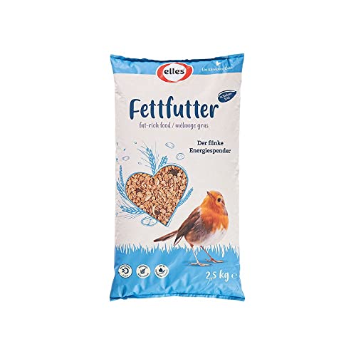 Elles Fettfutter 2,5kg I Energiespender mit 100% natürlichen Zutaten | Ganzjähriges Wildvogelfutter für prächtige Gartenvögel | Schalenfrei | Ideal für Terrasse & Balkon von Elles