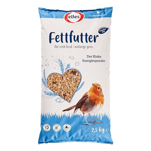 Elles Fettfutter 6 x 2,5kg I Energiefutter für Vögel mit 100% natürlichen Zutaten | Ganzjähriges Wildvogelfutter | Schalenfrei | Ideal für Terrasse & Balkon von Elles