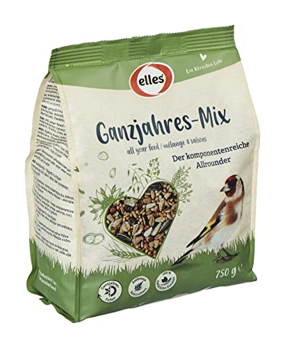 Elles Ganzjahres-Mix 750g I Natürliches, reichhaltiges Premium Wildvogelfutter | Ambrosia kontrolliert I Perfekt für alle Jahreszeiten & Vogelarten von Elles