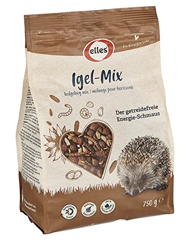 Elles Igelfutter 750g I Getreidefreier Energie-Schmaus aus 100% natürlichen Zutaten | Proteinreich mit Sonnenblumenkernen, Erdnüssen & Insekten | Ideal für Winter-Vorbereitung von Elles