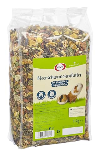 Elles Meerschweinchenfutter 1kg I Rohfaserreich | 100% natürlich mit Mais, Karotten, Heu | Mineralien & Vitamine I Für gesunde & ausgewogene Nager-Ernährung von Elles