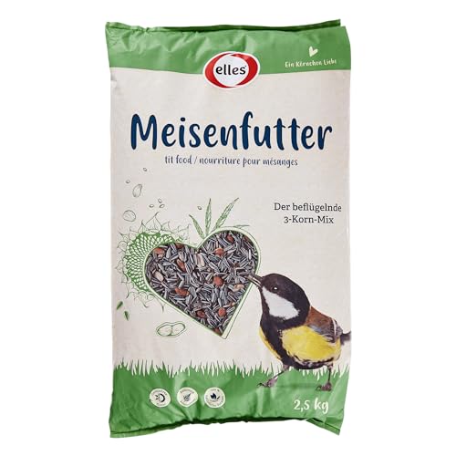 Elles Meisenfutter 2,5 kg | Energiereiches Ganzjahresfutter I Mix aus erlesenen Sonnenblumenkernen, Erdnüssen & Hanfsaat I Ideal für Futterhäuschen & Bodenfütterung von Elles