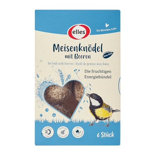 Elles Meisenknödel ohne Netz mit Beeren 6 x 6 Stück I 100% natürliche Zutaten | Energiebündel für Wildvögel und optimal für Brut- und Aufzucht I Umweltfreundlich von Elles