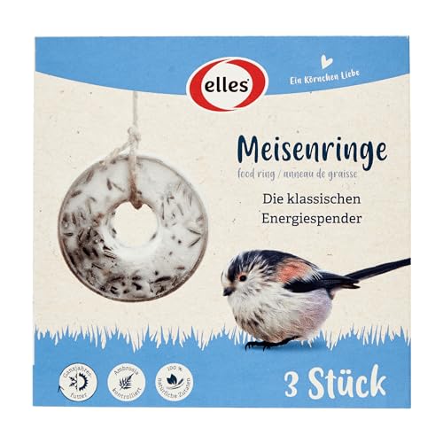 Elles Meisenringe 3 Stück 150g I Nährstoffreicher Snack & Vogelschaukel I Fett- und energiereich | Erlesene Zutaten I Für alle Wildvögel von Elles