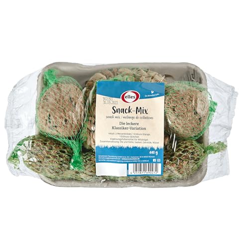 Elles Snack-Mix 4 TLG. 16 x 440g I Energiereiche Vogelsnacks I Meisenknödel, Erdnüsse & Erdnuss-Stick I 100% natürliche Zutaten I Ideal zur Ganzjahresfütterung von Elles