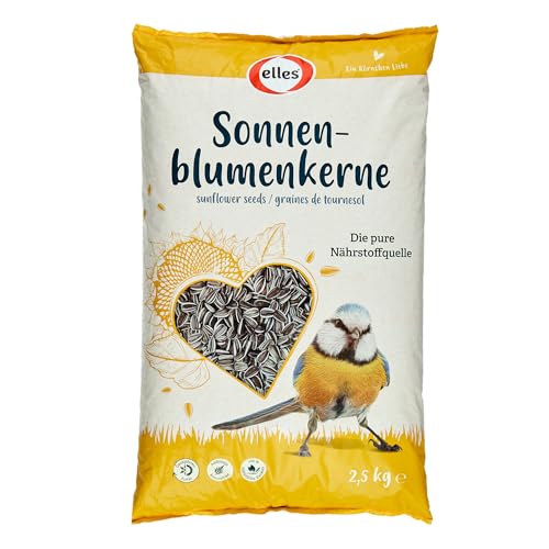 Elles Sonnenblumenkerne 1kg I Nährstoffreiche Energiequelle für Wildvögel I Ideal für alle Jahreszeiten I Hoher Ölgehalt für Energie & Vitalität von Elles