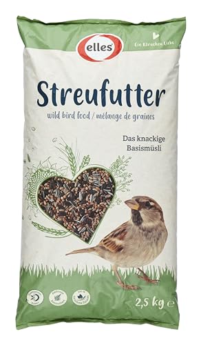 Elles Streufutter 2,5kg Basismüsli I Klassisches Wildvogelfutter zur Ganzjahresfütterung | 100% natürlich | Ideal für Gemischtfresser | Ambrosia kontrolliert von Elles