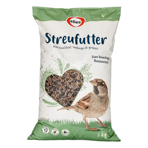 Elles Streufutter 5kg | Knackiges Basismüsli I Klassisches Wildvogelfutter zur Ganzjahresfütterung | 100% natürlich | Ideal für Gemischtfresser | Ambrosia kontrolliert von Elles