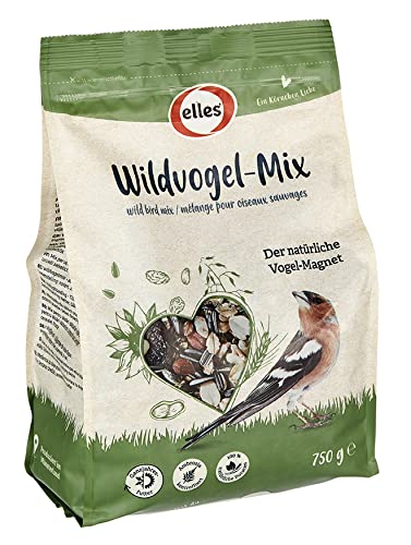 Elles Wildvogel-Mix 750g I Artgerechter Vogel-Magnet mit Premium Zutaten | 100% Natürlich | Perfekt für alle Jahreszeiten & Vogelarten | Ambrosia kontrolliert (750 g) von Elles