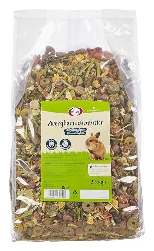 Elles Zwergkaninchenfutter 4 x 2,5kg I Reich an Rohfasern | Artgerecht & natürlich | Ohne Zucker | Mit Gemüse & Vitaminen I Ausgewogenes Futter für Zwergkaninchen von Elles