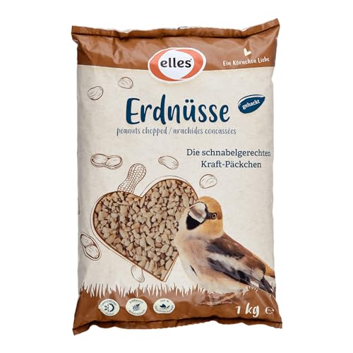 Elles gehackte Erdnüsse für Wildvögel 1 kg I Schnabelgerechte Energie-Booster I 100% natürlich I Schalenfrei & Ambrosia-kontrolliert I Optimales Ganzjahresfutter für Wildvögel von Elles