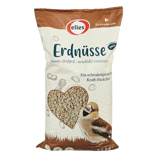 Elles gehackte Erdnüsse für Wildvögel 3 x 2,5kg I Schnabelgerechte Energie-Booster I 100% natürlich I Schalenfrei & aromatisch I Optimales Ganzjahresfutter für Wildvögel von Elles